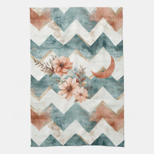 Paño De Cocina Patrón Floral Chevron Luna Rústica (1)