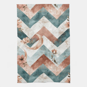 Paño De Cocina Patrón Floral Chevron Luna Rústica (5)
