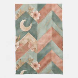 Paño De Cocina Patrón Floral Chevron Luna Rústica (7)