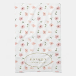 Paño De Cocina Patrón floral con nombre personalizado
