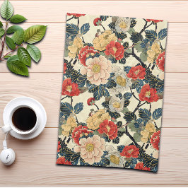 Paño De Cocina Patrón floral de arte Ukiyo-E japonés