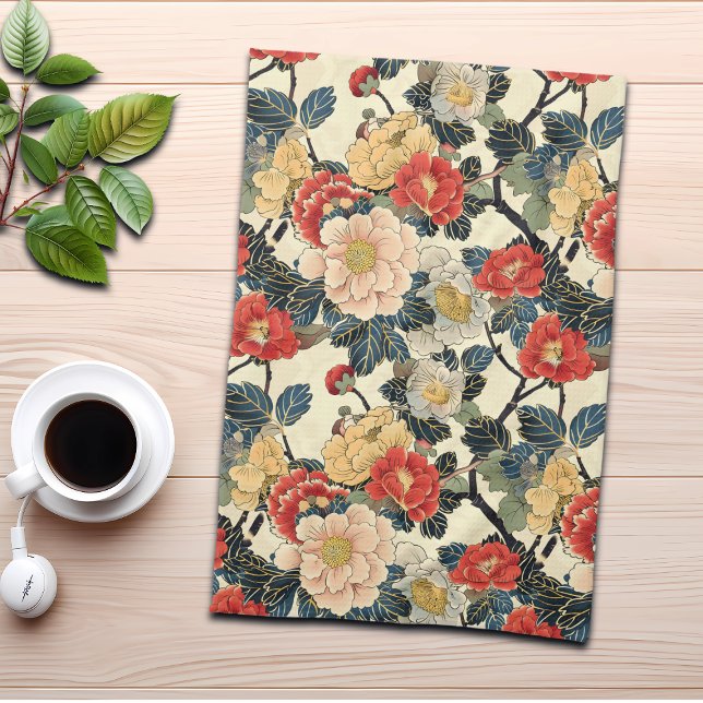 Paño De Cocina Patrón floral de arte Ukiyo-E japonés (Subido por el creador)