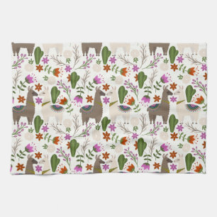 Paño De Cocina Patrón Floral de Cactus Alpaca Amante de los Anima