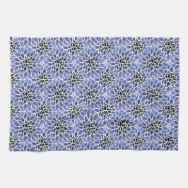 Paño De Cocina Patrón floral de Dahlia azul