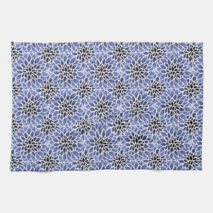 Paño De Cocina Patrón floral de Dahlia azul