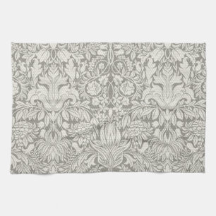 Paño De Cocina Patrón floral de damasco blanco simple