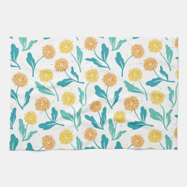 Paño De Cocina Patrón floral de Dandelion amarillo - Inspirado en (Horizontal)