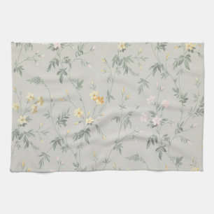 Paño De Cocina Patrón Floral de Flor Silvestre Verde Salvia Antig