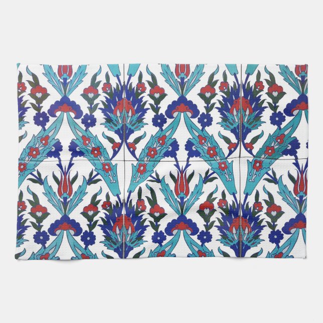 Paño De Cocina Patrón floral de Iznik turco (Horizontal)