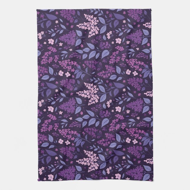 Paño De Cocina Patrón floral de Lilac vibrante (Vertical)
