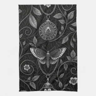 Paño De Cocina Patrón floral de mariposa gótica (3)