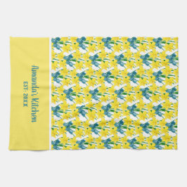 Paño De Cocina Patrón floral de narcisos amarillos personalizable