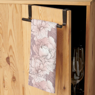 Paño De Cocina Patrón floral de nombre personalizado