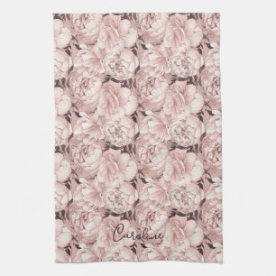 Paño De Cocina Patrón floral de nombre personalizado