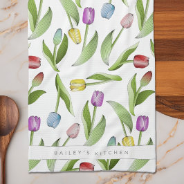Paño De Cocina Patrón Floral de Tulipán Colorido Moderno Personal