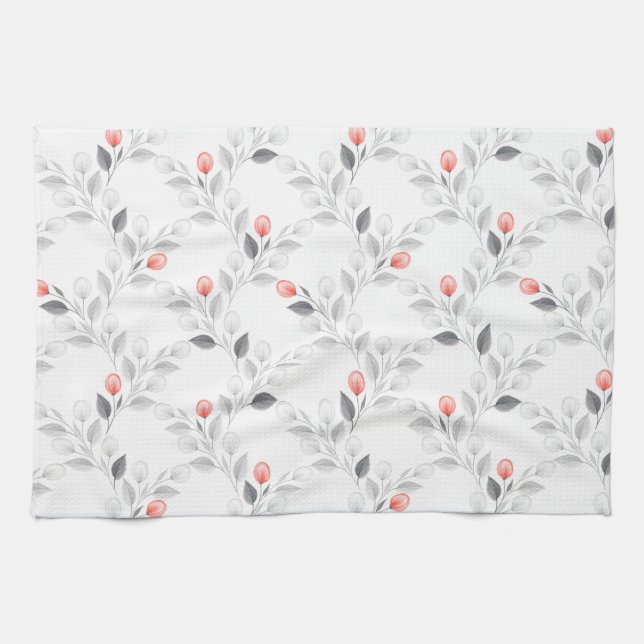 Paño De Cocina Patrón floral delgado (Horizontal)