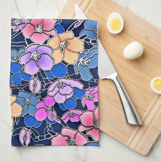 Paño De Cocina Patrón floral estilístico 46 (Doblado Cuarto)