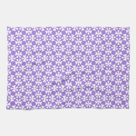 Paño De Cocina Patrón floral geométrico moderno púrpura y blanco
