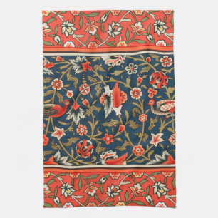 Paño De Cocina Patrón Floral Indo-Persa Bohemio Antiguo Rojo