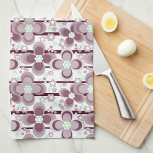 Paño De Cocina patrón floral marrón y blanco
