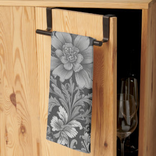 Paño De Cocina Patrón floral monocromo vintage