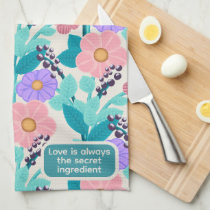 Paño De Cocina Patrón Floral Pastel Ingrediente Secreto del Amor
