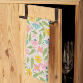 Paño De Cocina Patrón floral primaveral en rosa