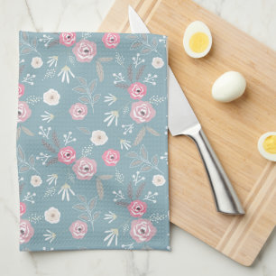 Paño De Cocina Patrón floral retro.