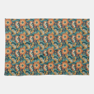 Paño De Cocina Patrón floral retro