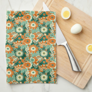 Paño De Cocina Patrón floral retro de los años 70