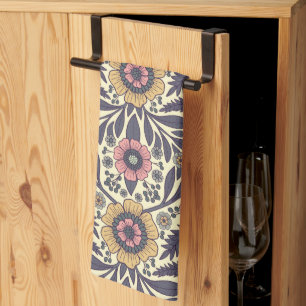 Paño De Cocina Patrón floral rosa y azul sin problemas