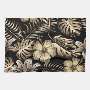 Paño De Cocina Patrón floral sin soldadura con hojas.