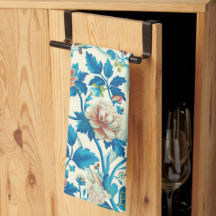Paño De Cocina Patrón floral tradicional de Chinoiserie colorida