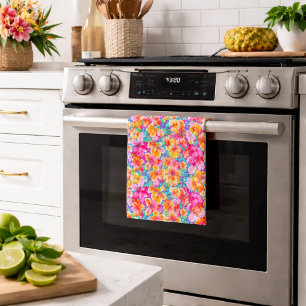 Paño De Cocina Patrón Floral Tropical Colorido