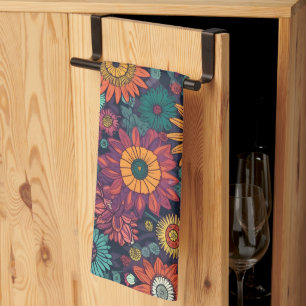 Paño De Cocina Patrón floral, un ramo de flores coloridas