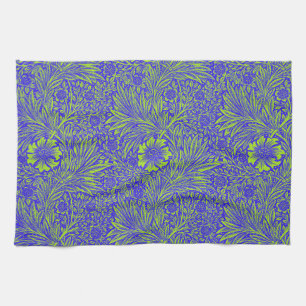 Paño De Cocina Patrón floral verde de cal azul de bonito vintage