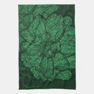 Paño De Cocina Patrón floral verde esmeralda rico
