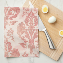 Paño De Cocina Patrón Floral Vintage Acuarela Damask Rosa