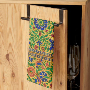 Paño De Cocina Patrón Floral Vintage colorido con aves