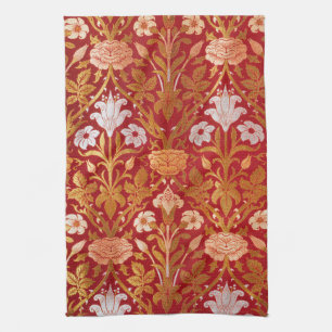 Paño De Cocina Patrón floral vintage de rosa y lirio de William M