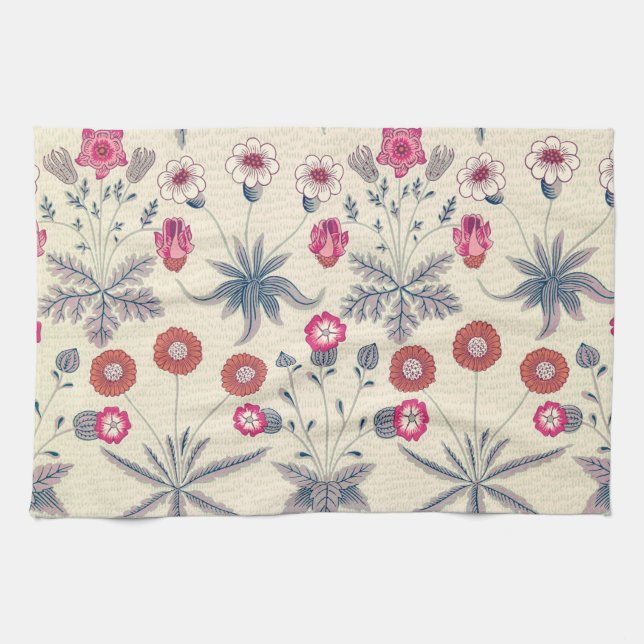 Paño De Cocina Patrón floral William Morris Daisy Naranja rojo (Horizontal)