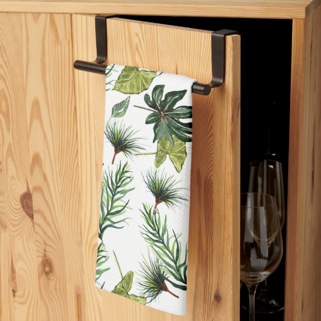 Paño De Cocina Patrón foliario evergreen (Pliegue de tercios)