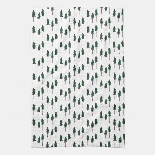 Paño De Cocina Patrón forestal de pinos simple (Vertical)