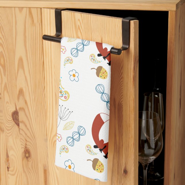 Paño De Cocina Patrón Fox de animales de bosque rústico (Pliegue de tercios)