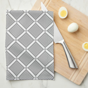 Paño De Cocina Patrón geométrico a cuadros gris y blanco