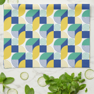 Paño De Cocina Patrón geométrico abstracto de amarillo verde azul