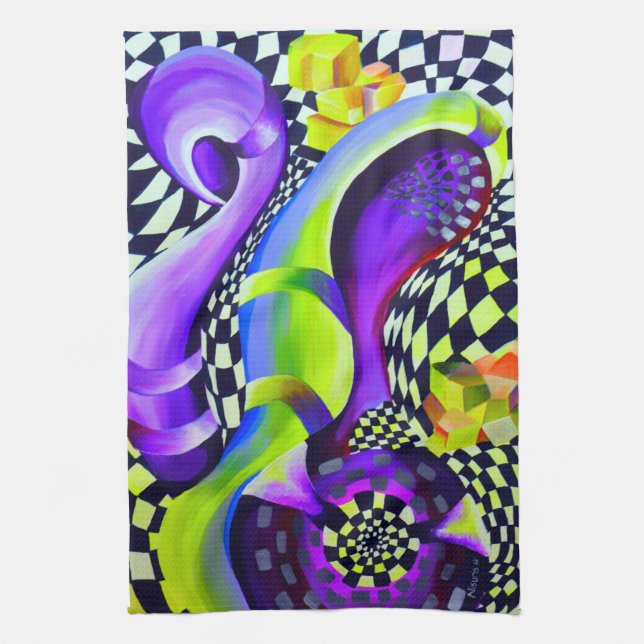 Paño De Cocina Patrón geométrico Art Deco de los años 80 (Vertical)