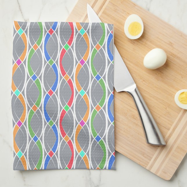 Paño De Cocina Patrón geométrico colorido. (Doblado Cuarto)