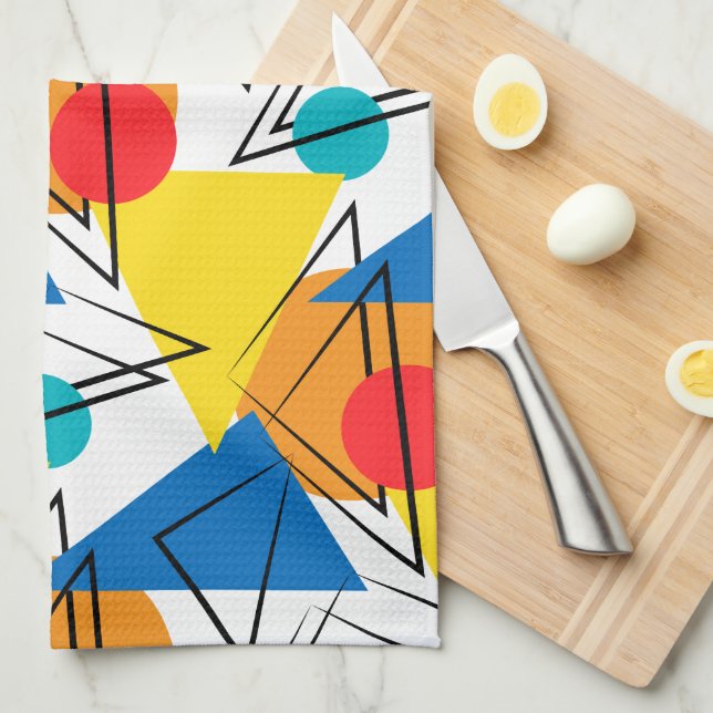 Paño De Cocina Patrón geométrico contemporáneo retro colorido (Doblado Cuarto)