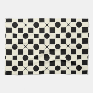 Paño De Cocina Patrón geométrico en blanco y negro con círculos